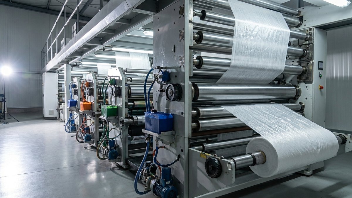 Industrial flexographic printing machine printing HDPE woven sacks